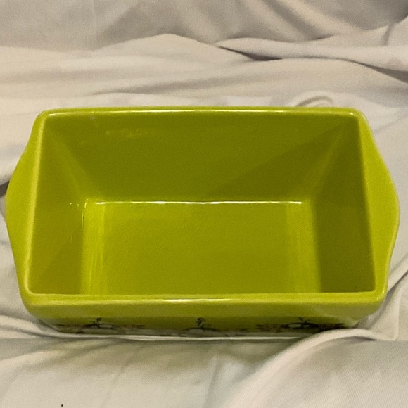 Ceramic Mini Loaf Bread/Treat Pan SPIDERS Halloween Slime Green - Picture 4 of 8